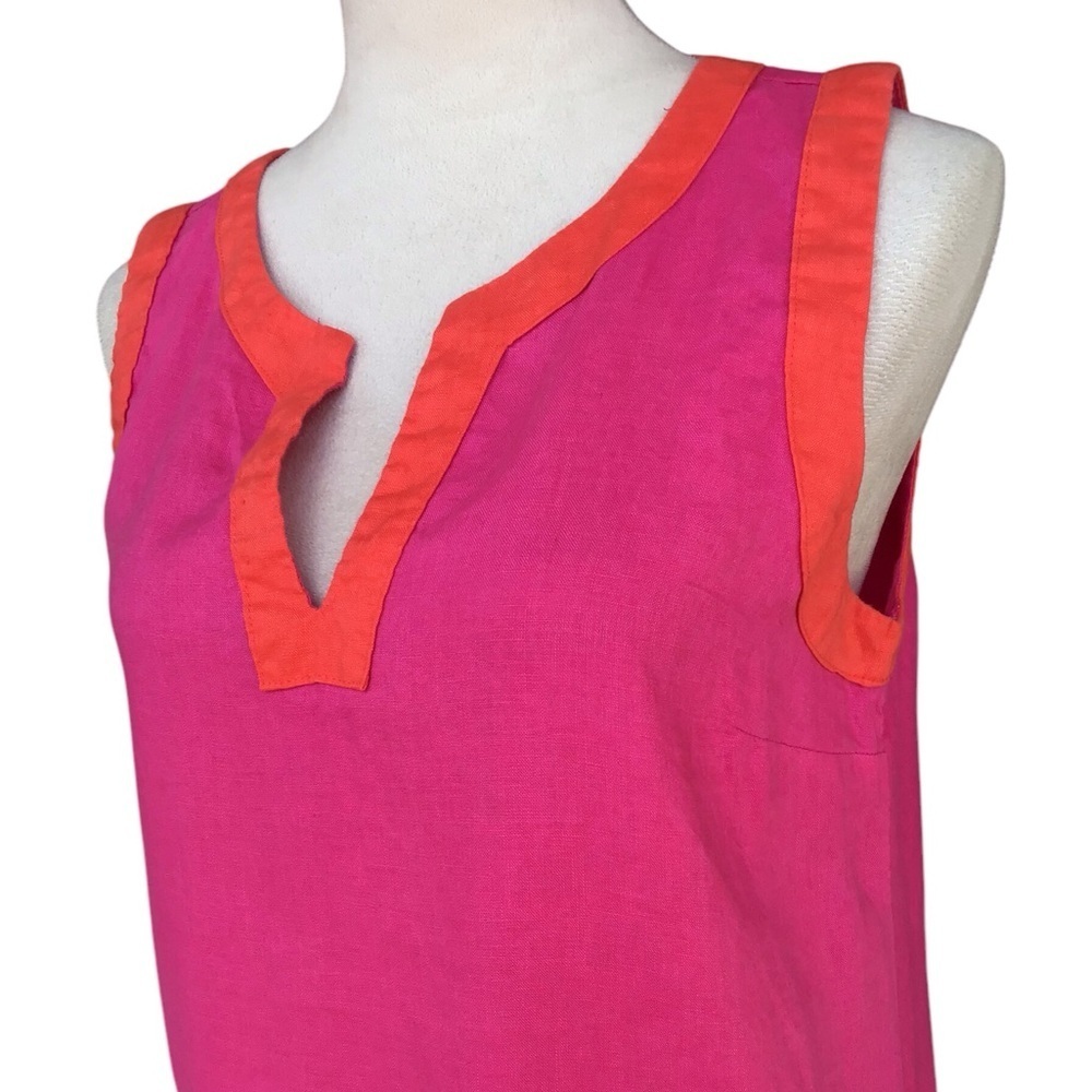 Sigrid Olsen Women's 100% Linen Sleeveless Dress Sz M Pink Beachy Versatile - Picture 4 of 5